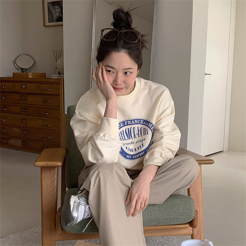  New Casual Dongdaemun Plush Velvet 250g / Large David's Round Neck Autumn and Winter Sweatshirt Women's Plush