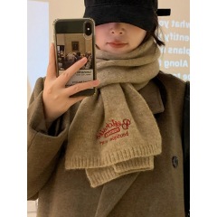 Cashmere Knitted Wool Scarf Winter Girls 2023 New Arrival Korean Style Universal Neck Scarf Brown