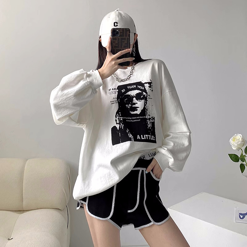 2023 new casual Dongdaemun fleece 250g / large sweatshirt round neck autumn and winter sweatshirt for women plus fleece