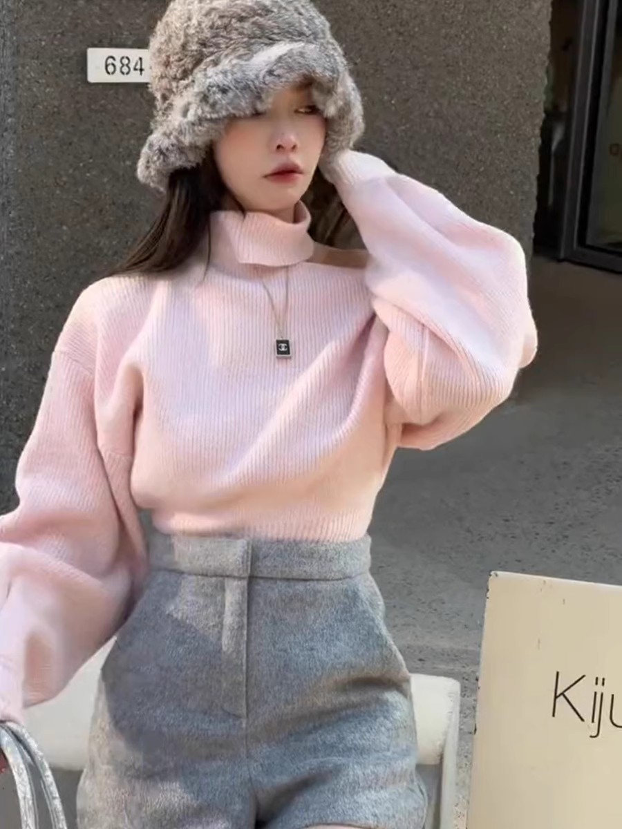 twomoon Xiao Cui Korea Dongdaemun purchasing agent for winter new style one-sided shoulder-shoulder western-style knitwear 120806