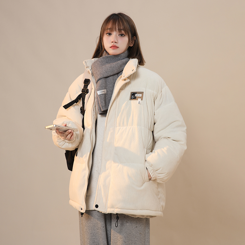 首發實拍燈芯絨羽絨棉服女韓版寬鬆網紅港風加厚保暖棉衣女