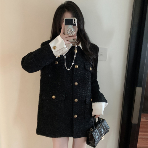 Quality inspector's picture French style small fragrance high-end jacket autumn new style women's loose splicing design fashion jacket