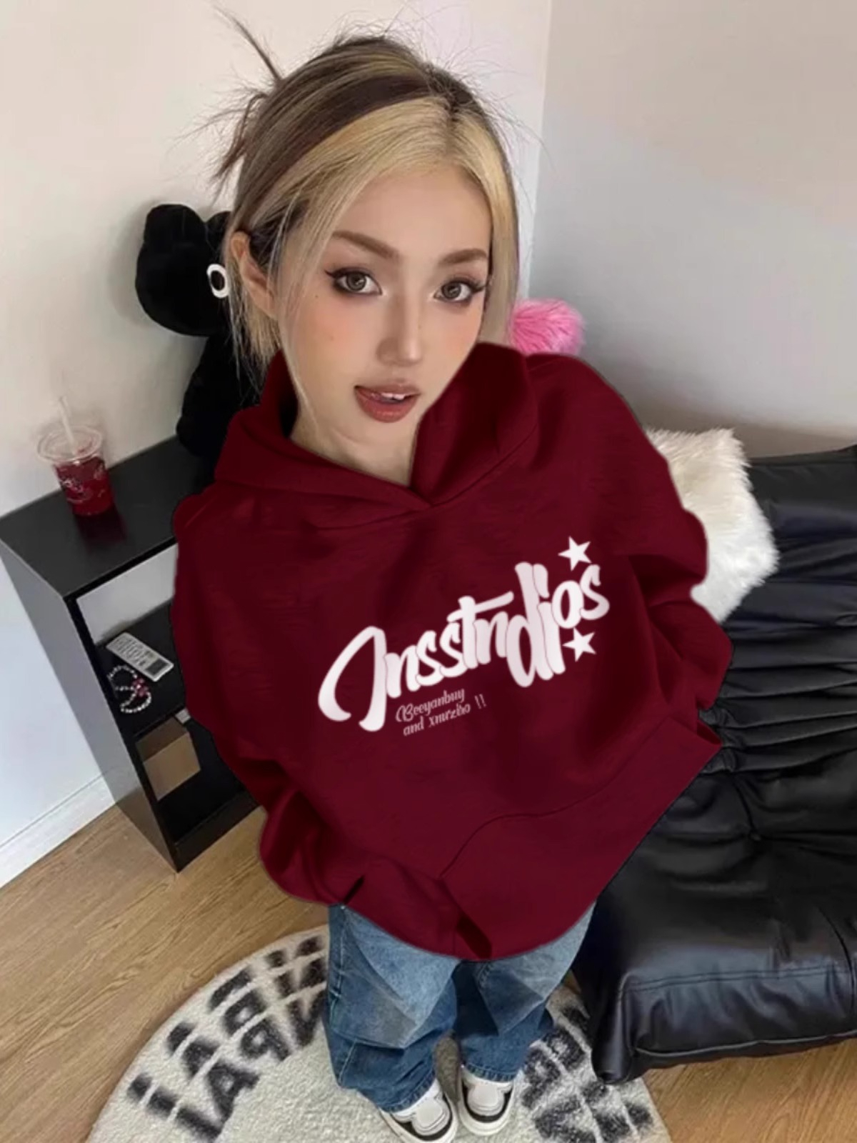 Anti-cotton Chinese cotton composite milk silk 300g/silver fox velvet 400g hooded sweatshirt for women