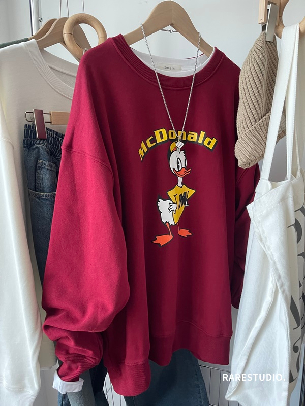 2023 New Casual Dongdaemun Plush Velvet 250g / Large David's Round Neck Autumn and Winter Sweatshirt Women's Plush