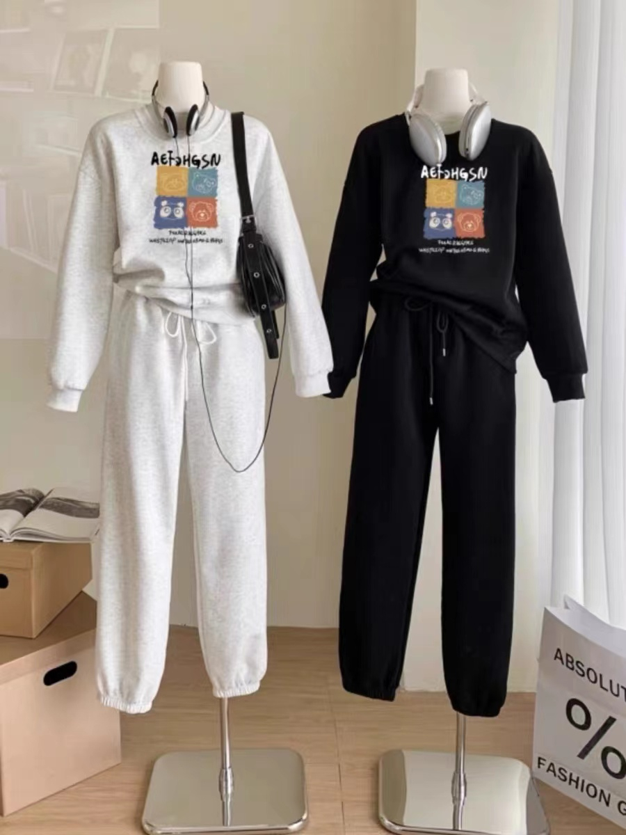 運動套裝女2023款秋季減齡洋氣時尚小個子寬鬆衛衣休閒兩件套