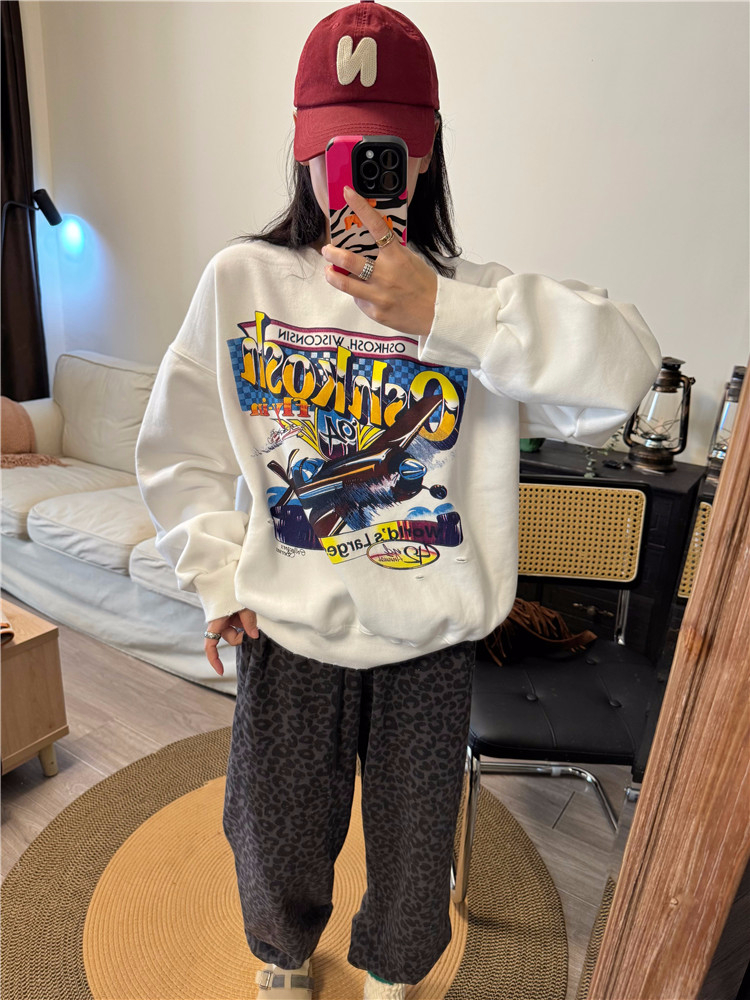 2023 new casual velvet 250g / large sweatshirt round neck autumn and winter sweatshirt for women with velvet