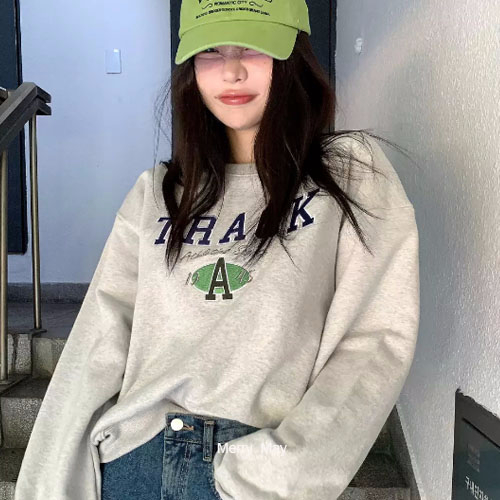 2023 new casual Dongdaemun fleece 250g / large sweatshirt round neck autumn and winter sweatshirt for women plus fleece