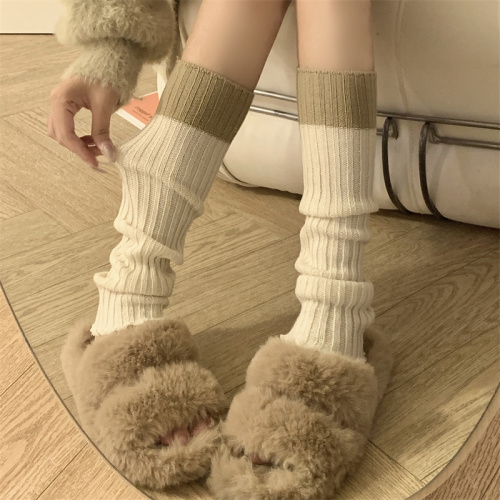 实拍 白色jk袜套女秋冬季堆堆袜保暖针织腿套中筒小腿袜子潮