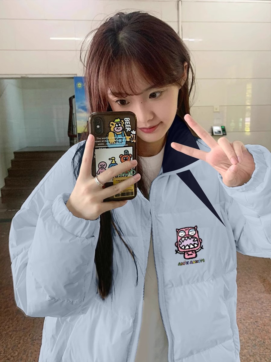 High-quality small Oxford fabric hand-stuffed cotton thickened winter new loose printed cotton coat cotton coat bread coat for women
