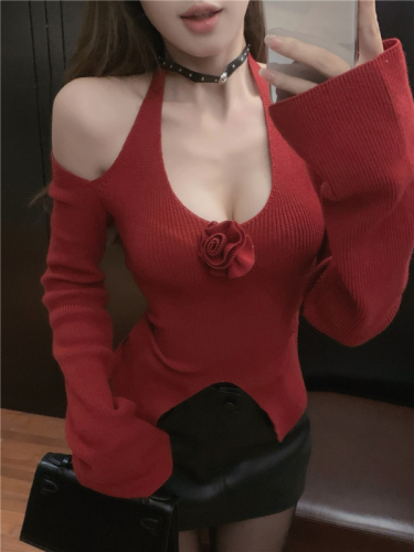 Actual shot of a tipsy beauty with fragrance~Sexy V-neck sweater series