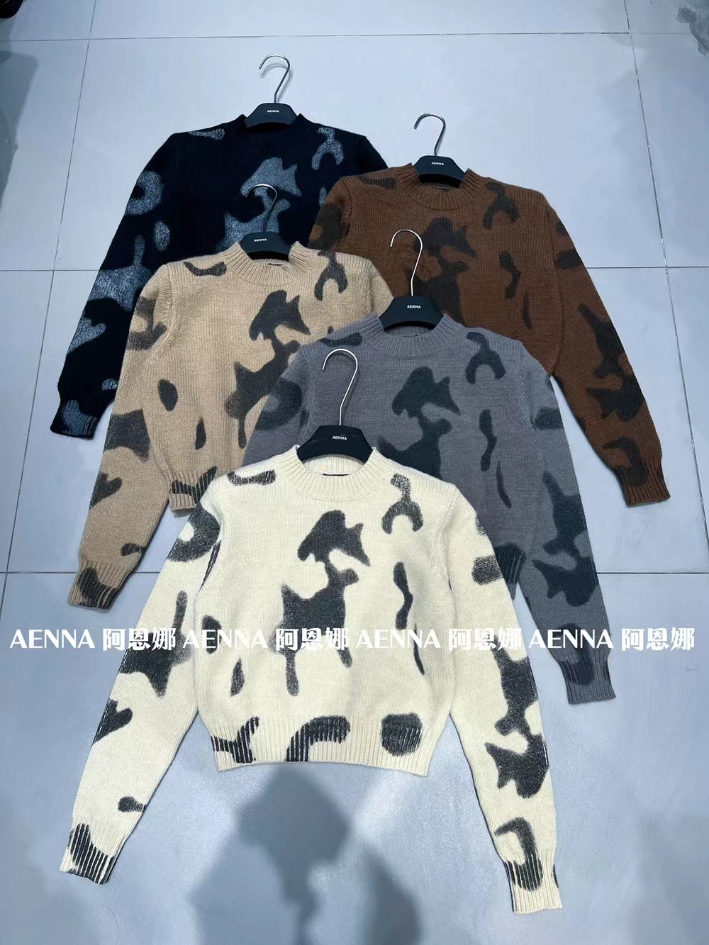 AENNA阿恩娜洋氣暈染拼色短款毛衣女秋冬新款百搭顯瘦軟糯針織衫