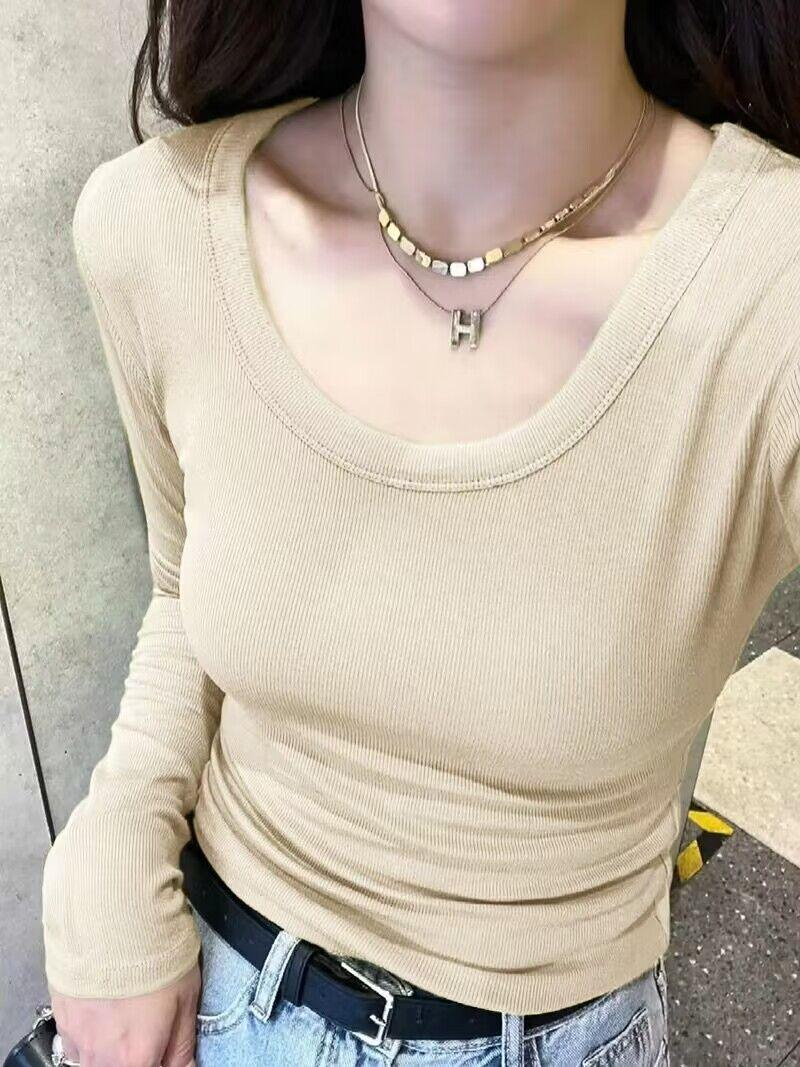 冬季新款保暖打底衫內衣女加絨加厚修身內搭圓領長袖T恤上衣zaaw