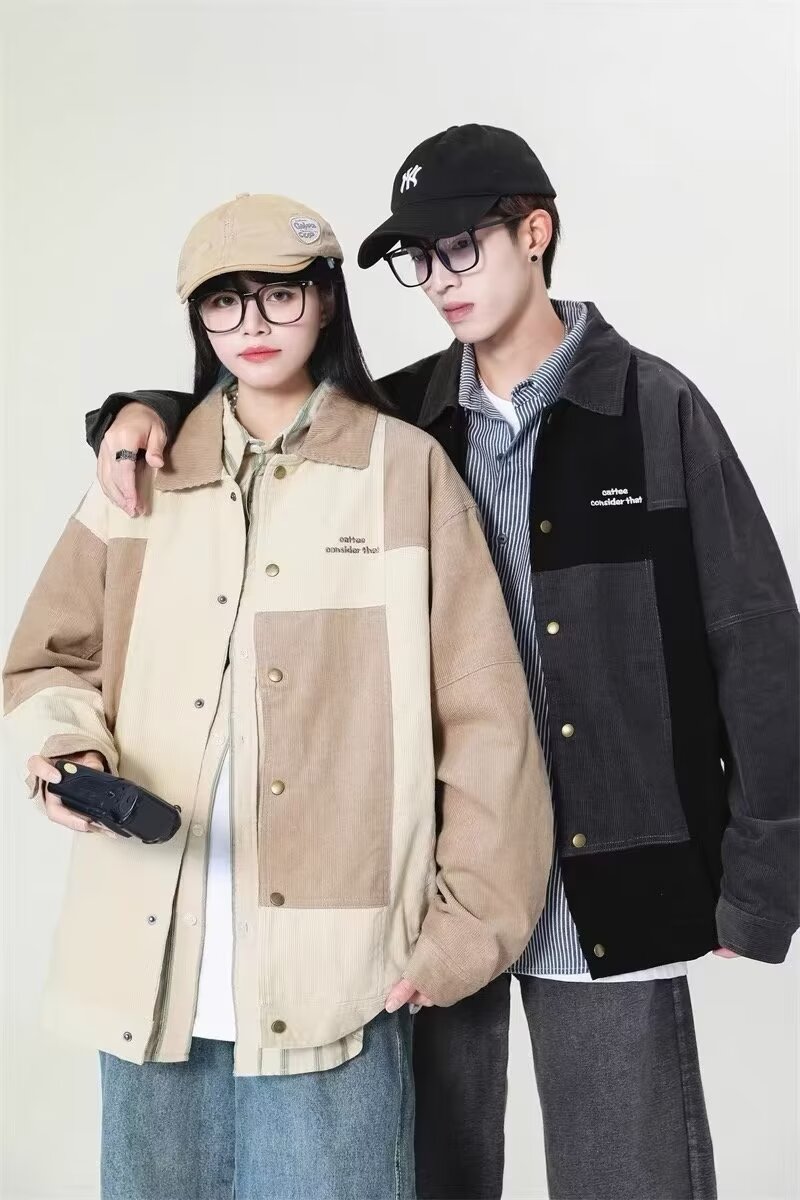 Asymmetrical splicing Japanese retro trend jacket men's high-end American style jacket for men and women