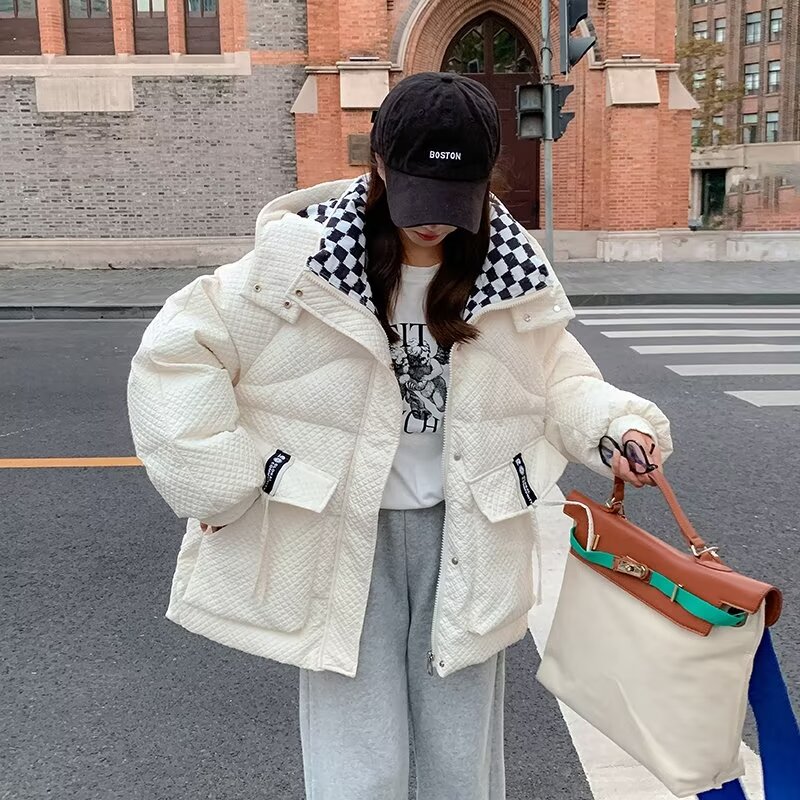 Designed cotton-padded clothes for women short 2023 winter new Korean style hooded thickened cotton-padded jacket for small people