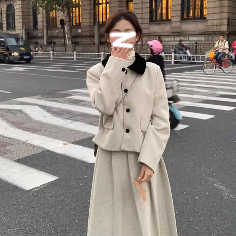 深秋冬季搭配一整套學院風連衣裙子女2023新款小個子香風韓劇套裝