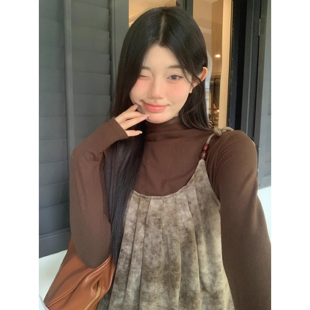 暈染吊帶連衣裙女秋冬2023新款法式復古中長款設計感顯瘦外穿裙子