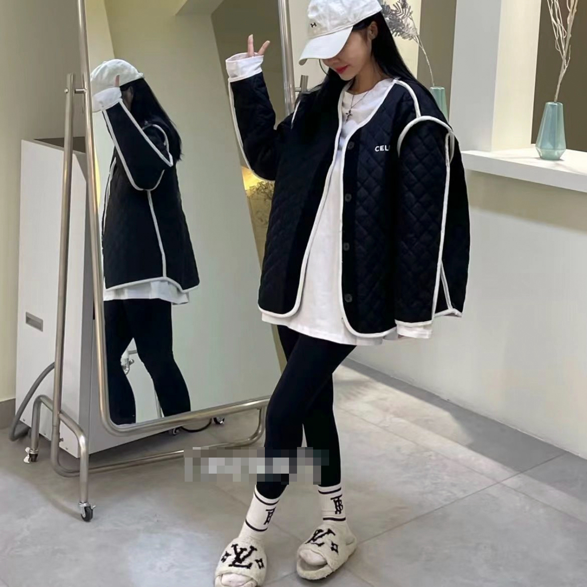字母已改 春秋棉服外套小個子麵包夾棉棒球服女外搭開衫外穿加厚