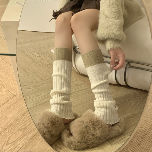 实拍 白色jk袜套女秋冬季堆堆袜保暖针织腿套中筒小腿袜子潮