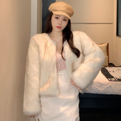 Actual shot of 2023 new socialite winter fur coat for women environmentally friendly artificial fox fur plush warm coat thick