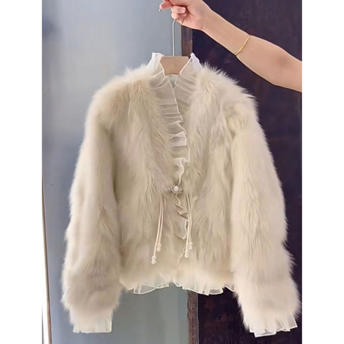 Quality inspector picture fur one-piece jacket for women 2024 new autumn and winter new ladylike temperament slimming imitation fur top