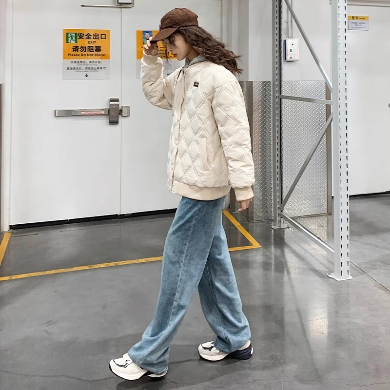 2023年秋冬季新款羽絨棉衣棉服女外套厚棉襖菱格棒球服oversize潮