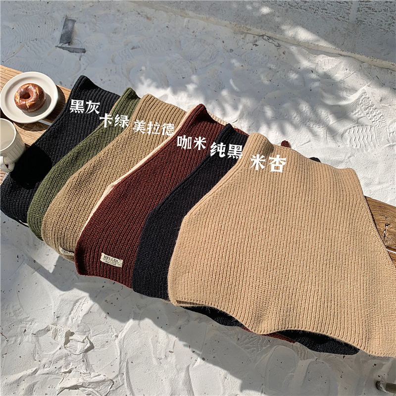 Real shot!  Autumn and winter layered two-color slit shawl for women, versatile high-necked knitted scarf