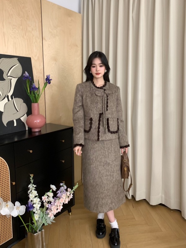 瑪格麗特公主小香風套裝冬裙套裝連衣裙女裝開衫氣質網紅時尚