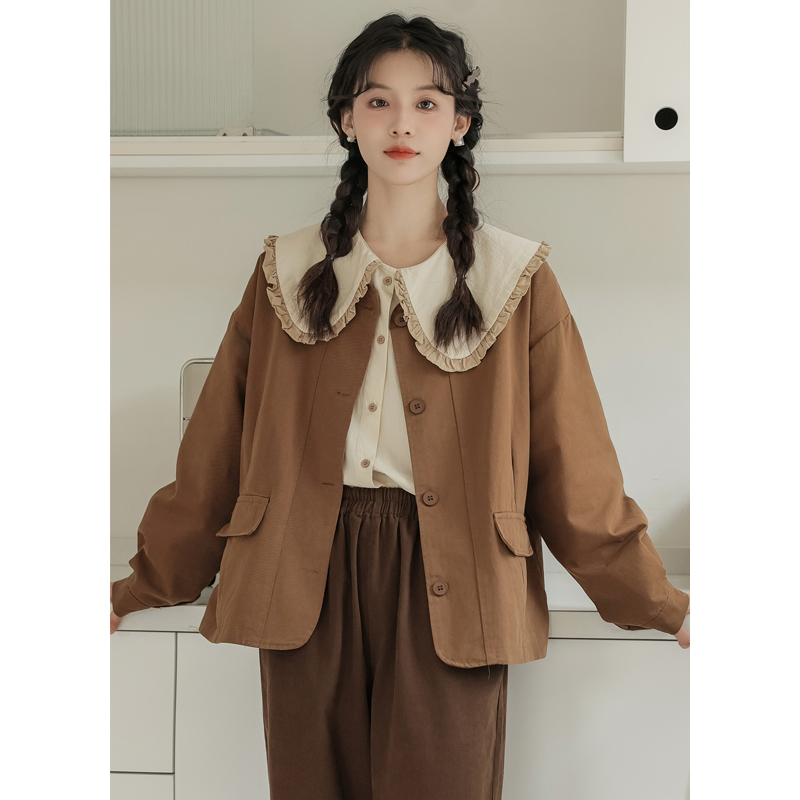 No less than 129 real shot Japanese college style loose round neck work jacket