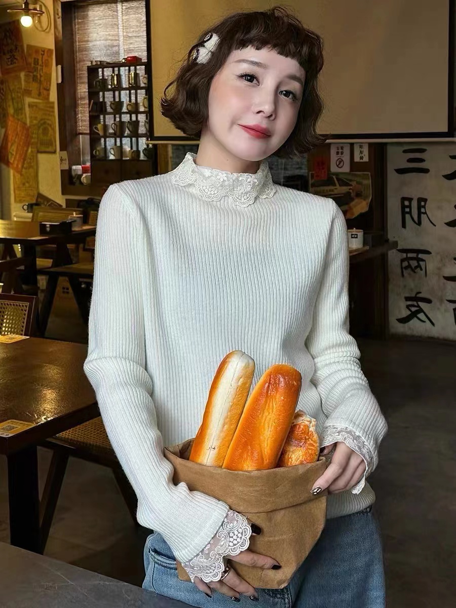 洋氣減齡假兩件羊毛上衣女士秋冬款設計感小眾保暖內搭打底針織衫