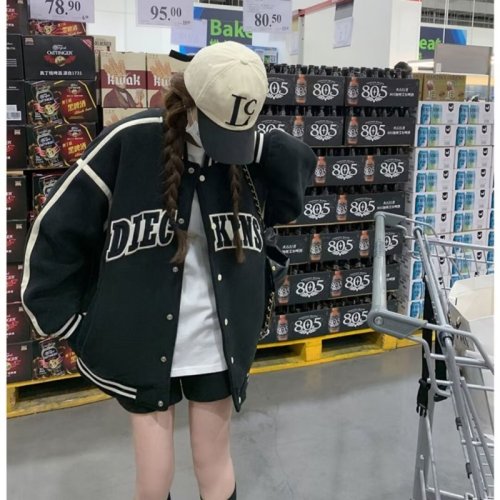 American retro baseball uniform jacket for women 2023 spring and autumn new Korean style college style age-reducing jacket top