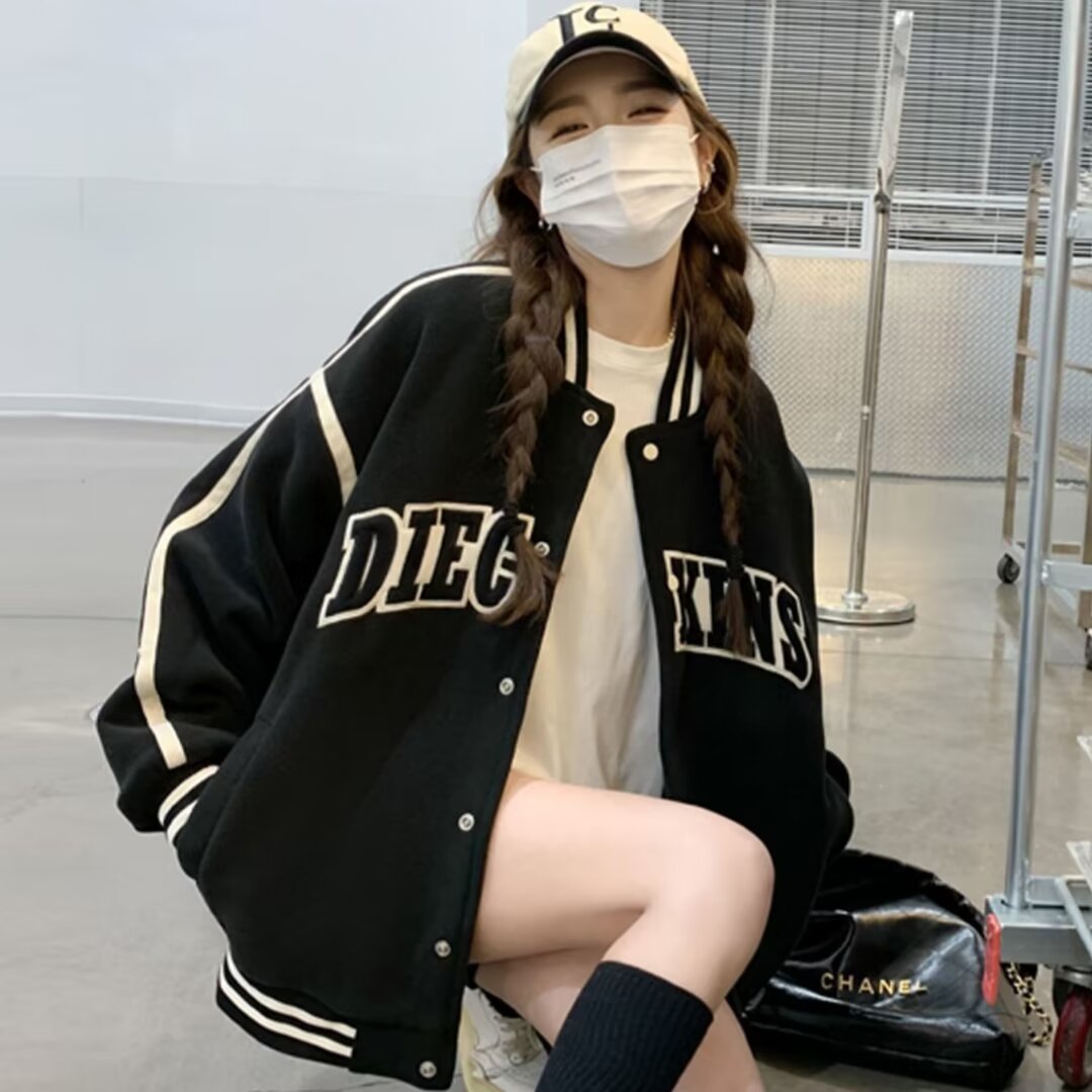 American retro baseball uniform jacket for women 2023 spring and autumn new Korean style college style age-reducing jacket top