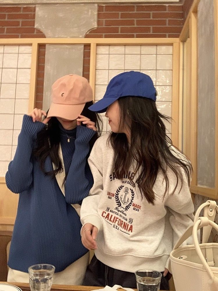 短款秋冬寬鬆ulzzang慵懶加絨圓領衛衣女小個子炸街外套
