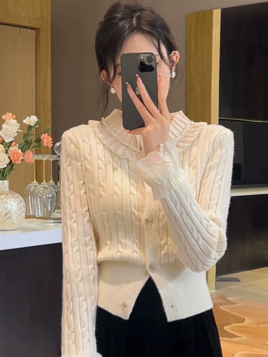 高級感超好看加厚軟糯毛衣女秋冬季2023新款內搭打底針織開衫上衣