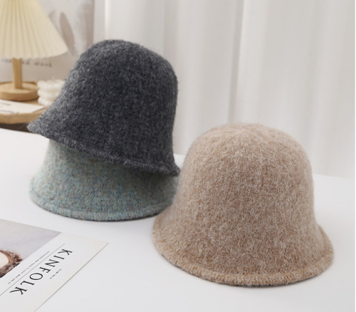 新款帽子女时尚冬韩国百搭渔夫帽纯色保暖盆帽气质显脸 小水桶帽