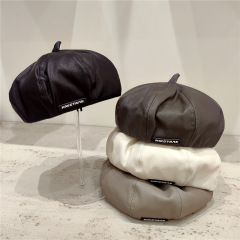Pu beanie hat for women, new for autumn and winter, Japanese and Korean style, face-slimming, melon-seed hat, English style, retro pumpkin hat, noblewoman.