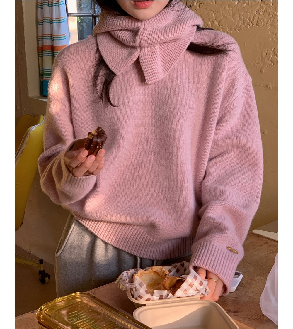 INS韓國東大門！軟糯甜美純色休閒寬鬆配帽子兩檢套毛衣