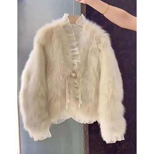 Quality inspector picture fur one-piece jacket for women 2024 new autumn and winter new ladylike temperament slimming imitation fur top