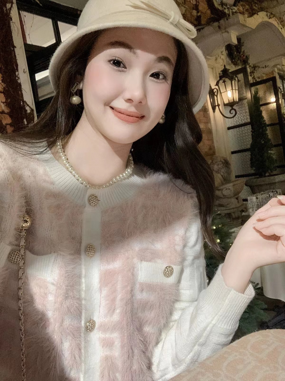 魚兔子的兔子水貂絨毛衣女秋冬2023新款溫柔風寬鬆圓領針織開衫女