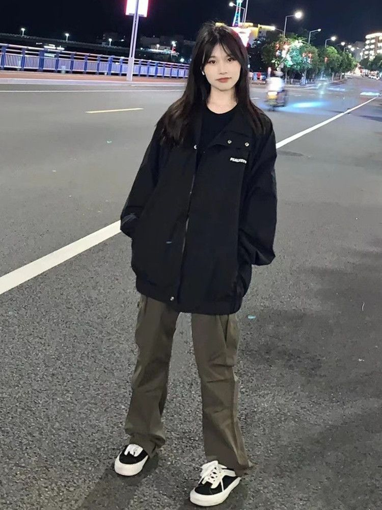 American street jacket for women spring and autumn new Korean version loose student bf all-match casual jacket ins trend