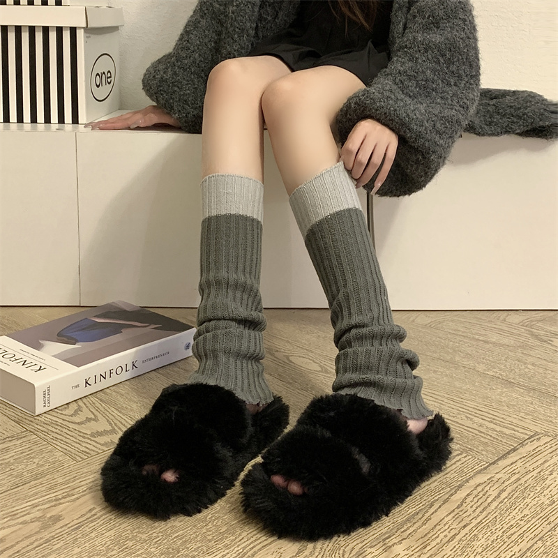 實拍 針織雪地靴襪套秋冬季堆堆襪女款毛線套襪保暖小腳襪子