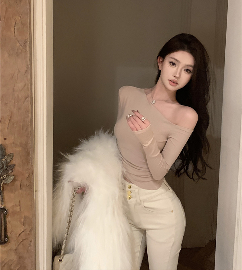實拍~打底衫秋冬內搭長袖上衣t恤小個子洋氣減齡短款