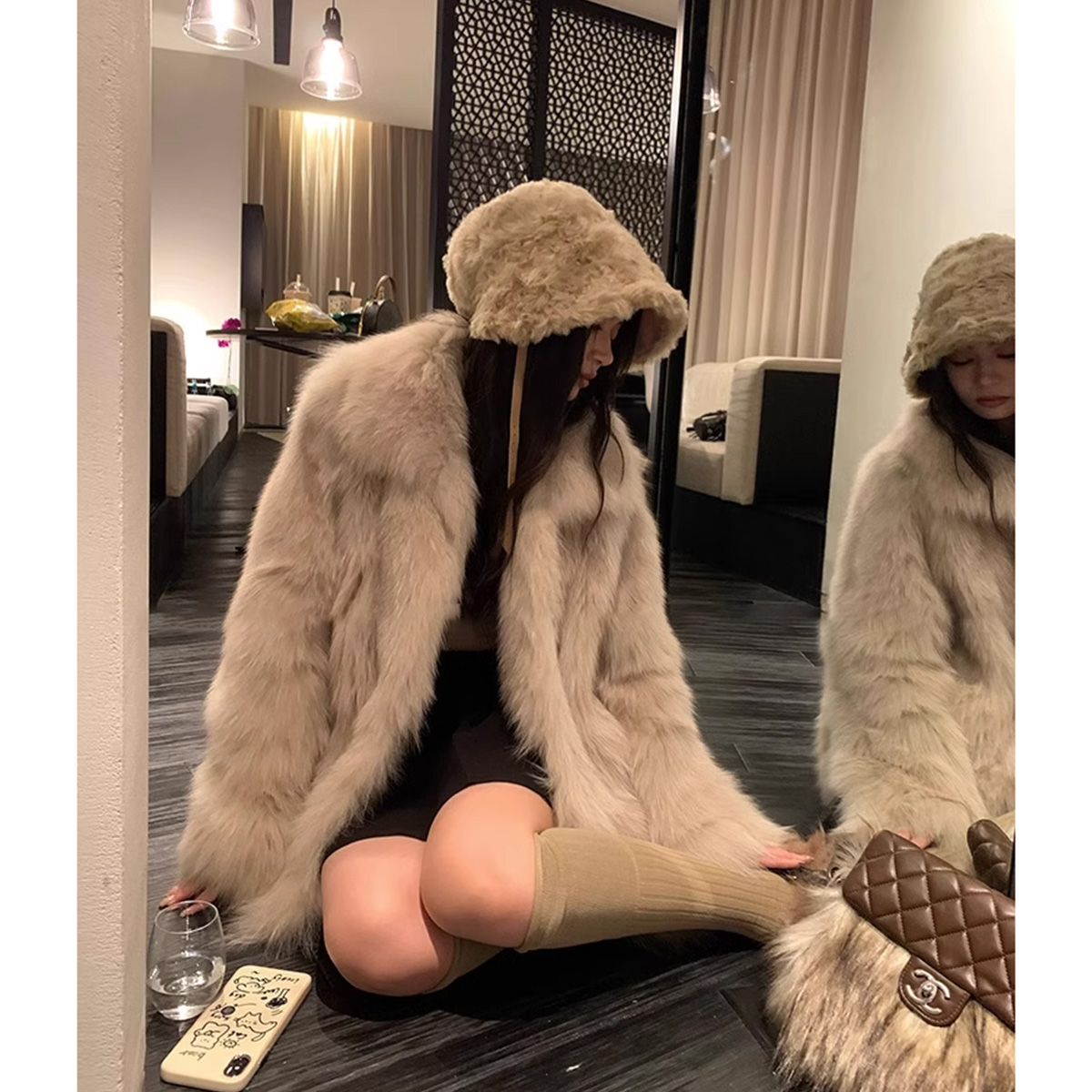 Quality inspector's picture imitation fox fur coat for women winter new thickened furry young fur coat