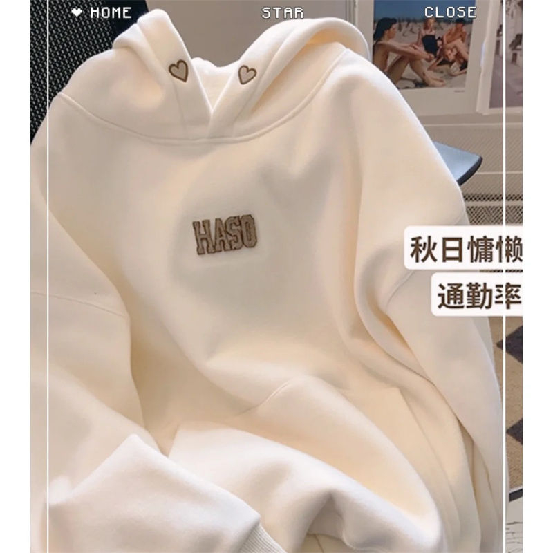 毛巾繡花 拼接假兩件加絨衛衣 華棉複合銀狐絨包肩領
