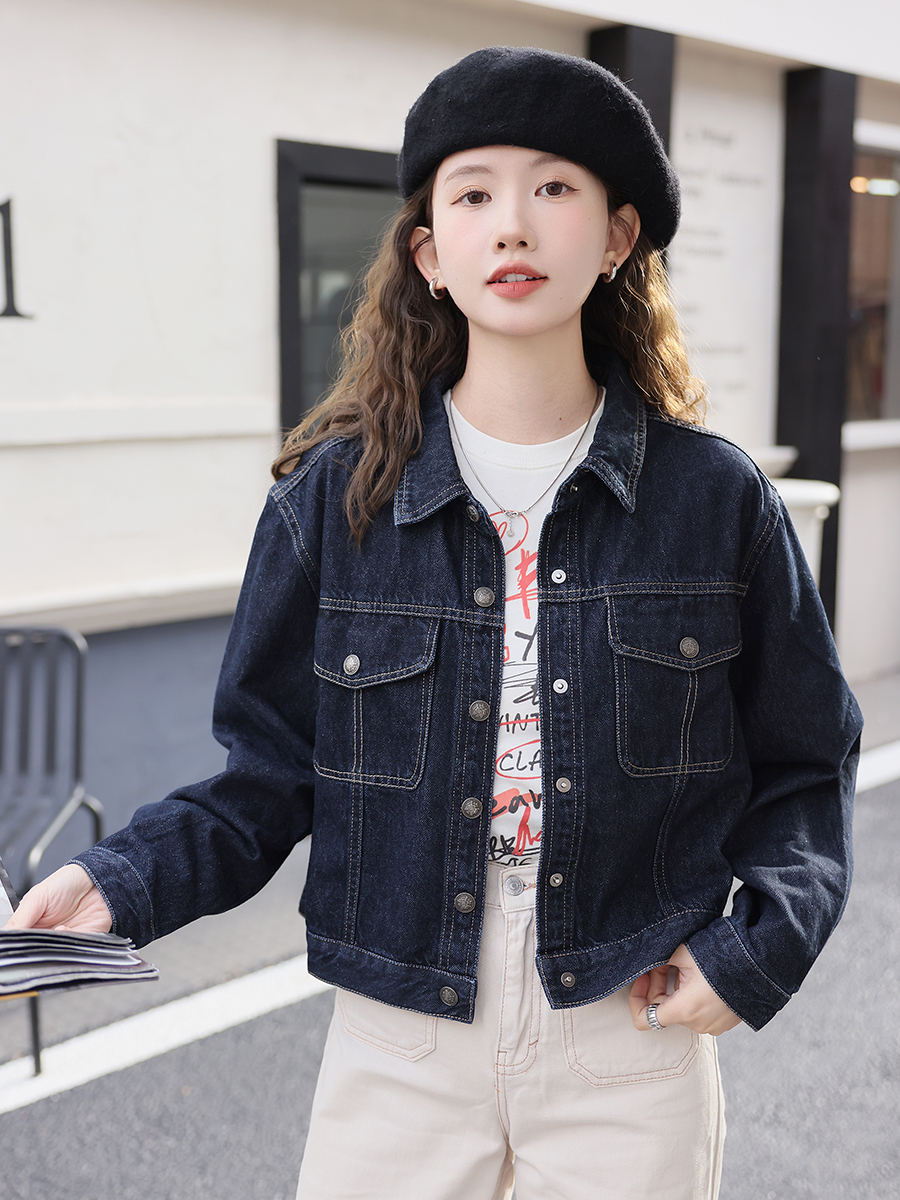 實拍2024春季新款港風寬鬆百搭牛仔外套女牛仔衣上衣