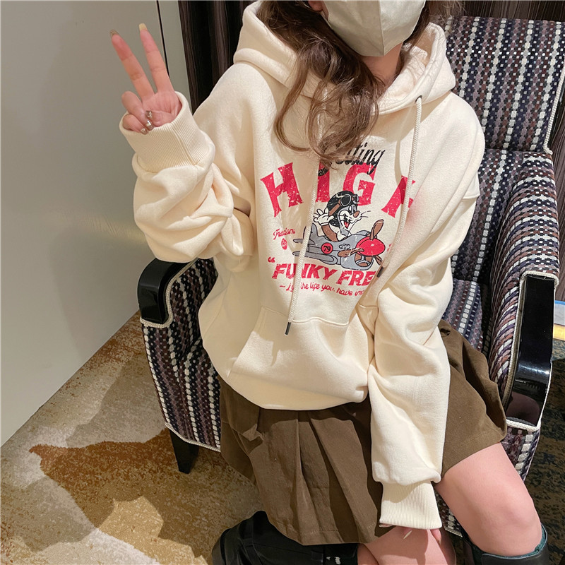2023新款時尚休閒 華棉複合薄款310克/加絨410克秋冬裝衛衣女印花