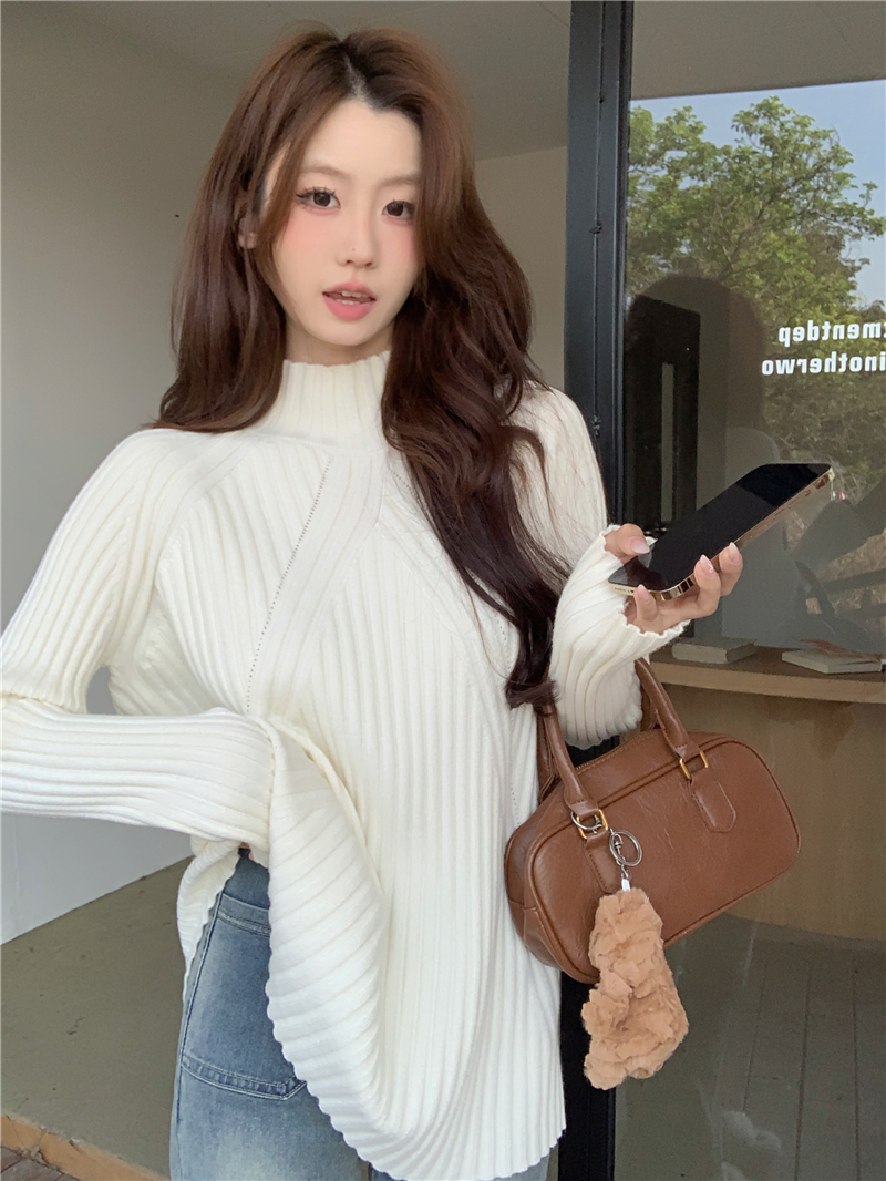 實拍~韓版新款套頭毛衣女秋冬款寬鬆慵懶風針織衫上衣