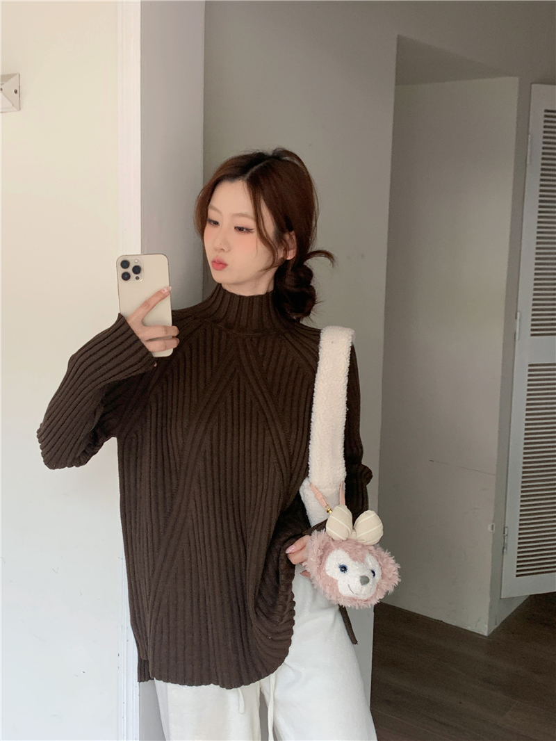 實拍~韓版新款套頭毛衣女秋冬款寬鬆慵懶風針織衫上衣