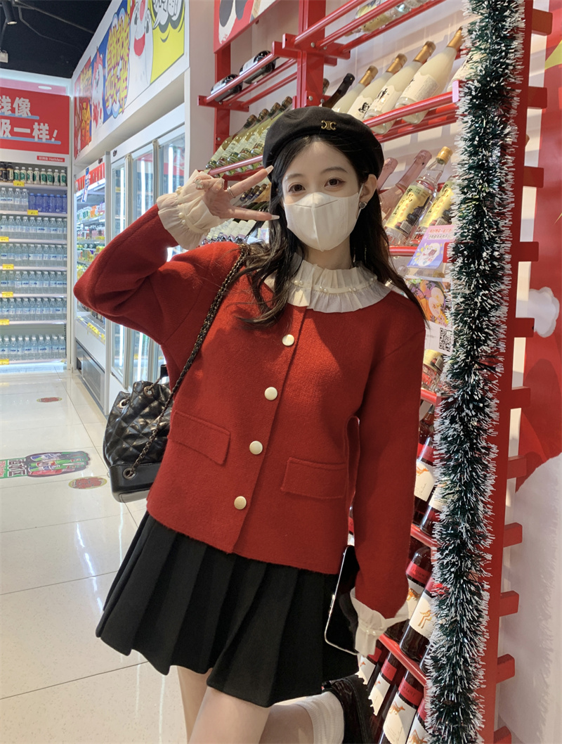 實拍~法式外搭毛衣外套秋冬季女裝高級感寬鬆針織開衫