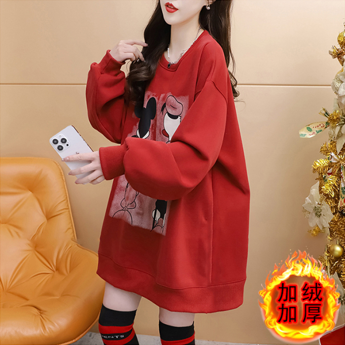 純棉華棉食毛330剋薄/420克加絨本命年新年過年紅色衣服秋冬衛衣