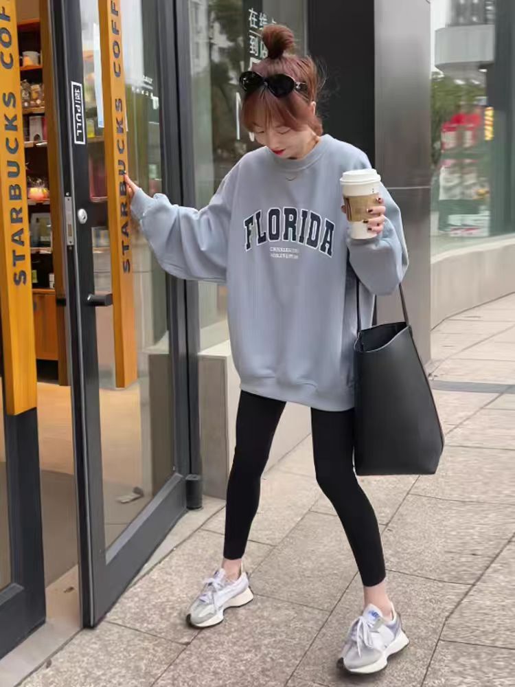 薄款華棉牛奶絲 加絨華棉銀狐絨 圓領印花衛衣女情侶質量